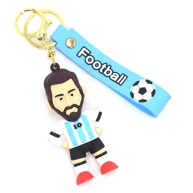 Ashiana Lionel Messi 3D Rubber keychain With Long Ribbon - A Vibrant Accessory for Soccer Fans and Collectors