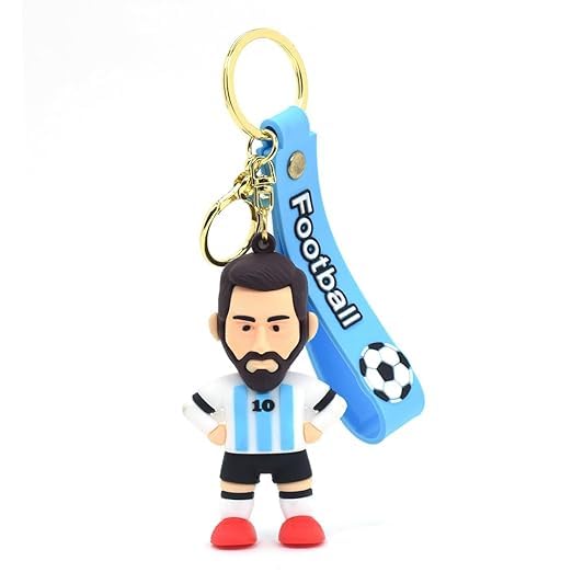 Ashiana Lionel Messi 3D Rubber keychain With Long Ribbon - A Vibrant Accessory for Soccer Fans and Collectors