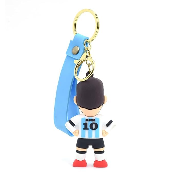 Ashiana Lionel Messi 3D Rubber keychain With Long Ribbon - A Vibrant Accessory for Soccer Fans and Collectors