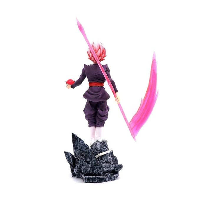 Dragon Ball Z Goku Black Collectible Action Figure, Premium PVC Statue with Stone Base, 36 cm Height, Pink Hair Character Model
