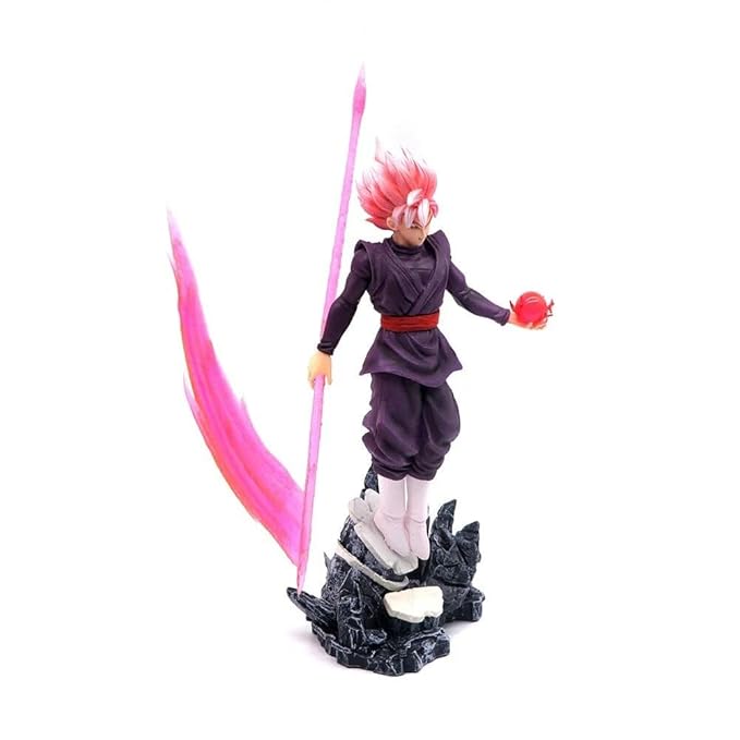 Dragon Ball Z Goku Black Collectible Action Figure, Premium PVC Statue with Stone Base, 36 cm Height, Pink Hair Character Model