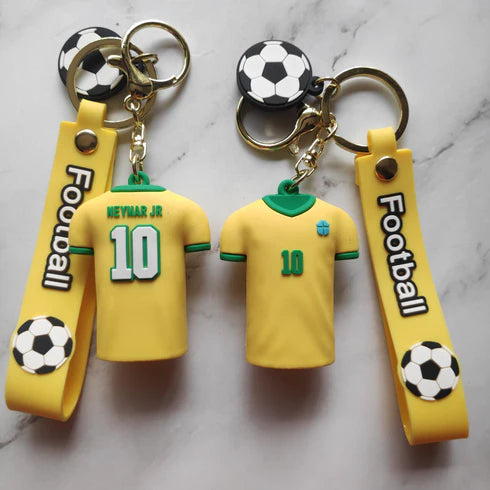 Ashiana cute Yellow Neymar Football Brasil Jersey 3D Lanyard Keychain 14CM With Charms For Keys, Bags & Birthday Return Gift For Boys Girls key chain