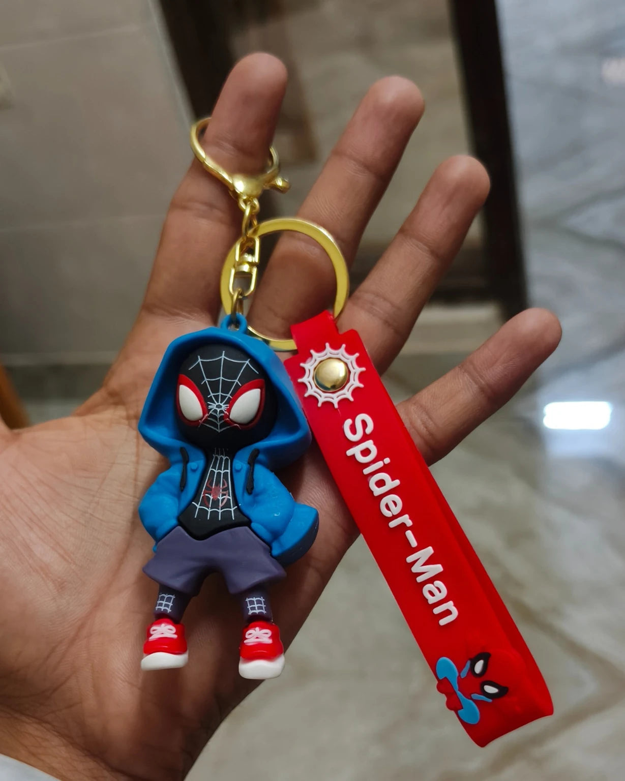 Ashiana Spider-Man Keychain Keyring with Strap for Bike Car Bag Key Chain